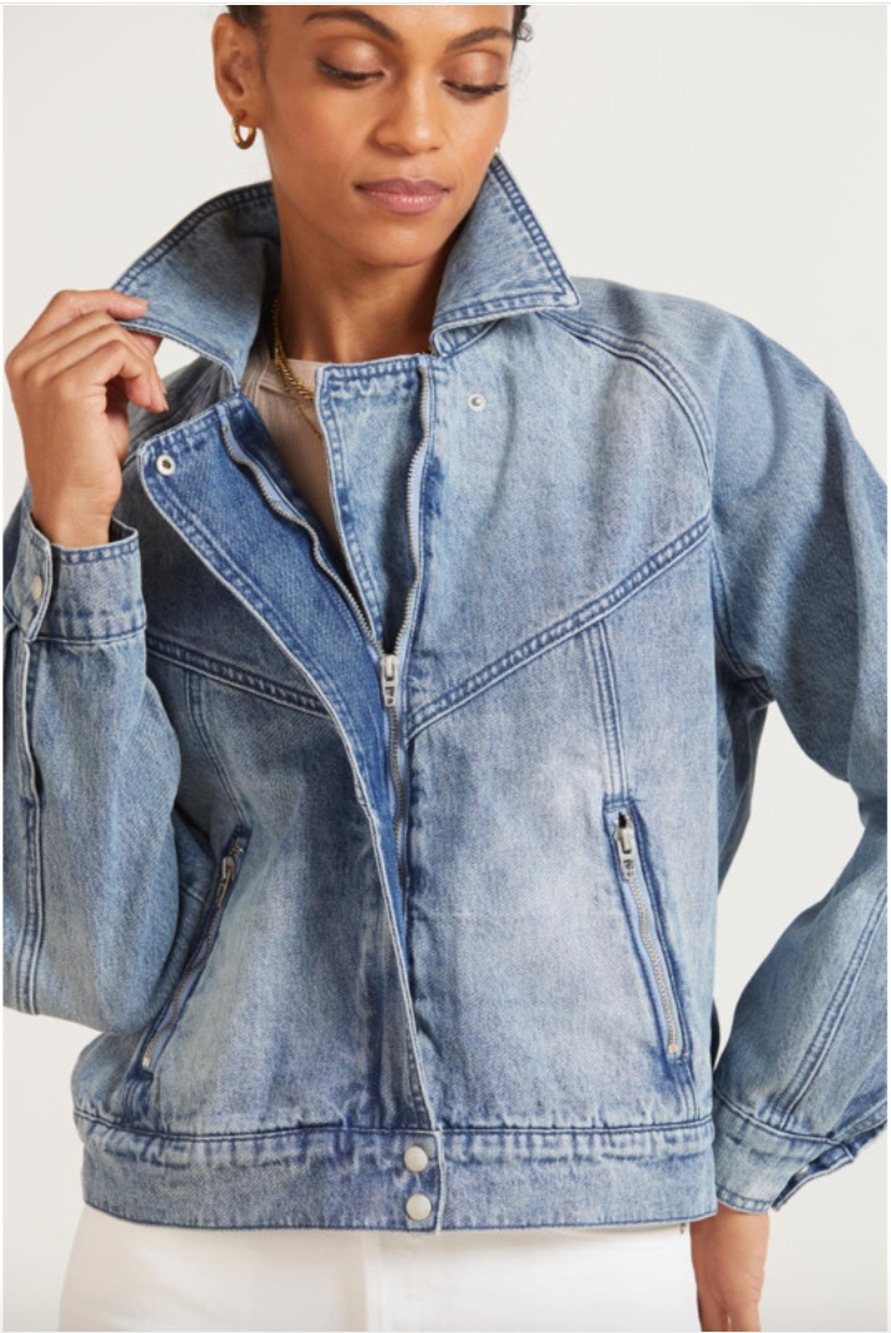 BlankNYC NWT Evereve Wondering Why Denim Full Zip Retro Jacket // L